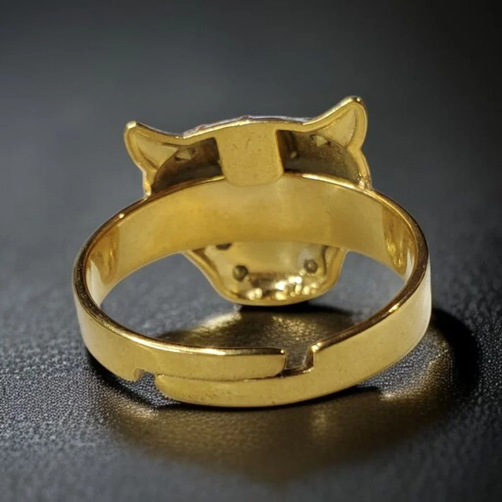 Gold Panther Zircon Emerald Crystal Ring